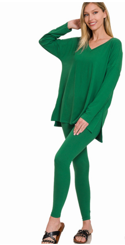 Kelly Green Microfiber Lounge Set