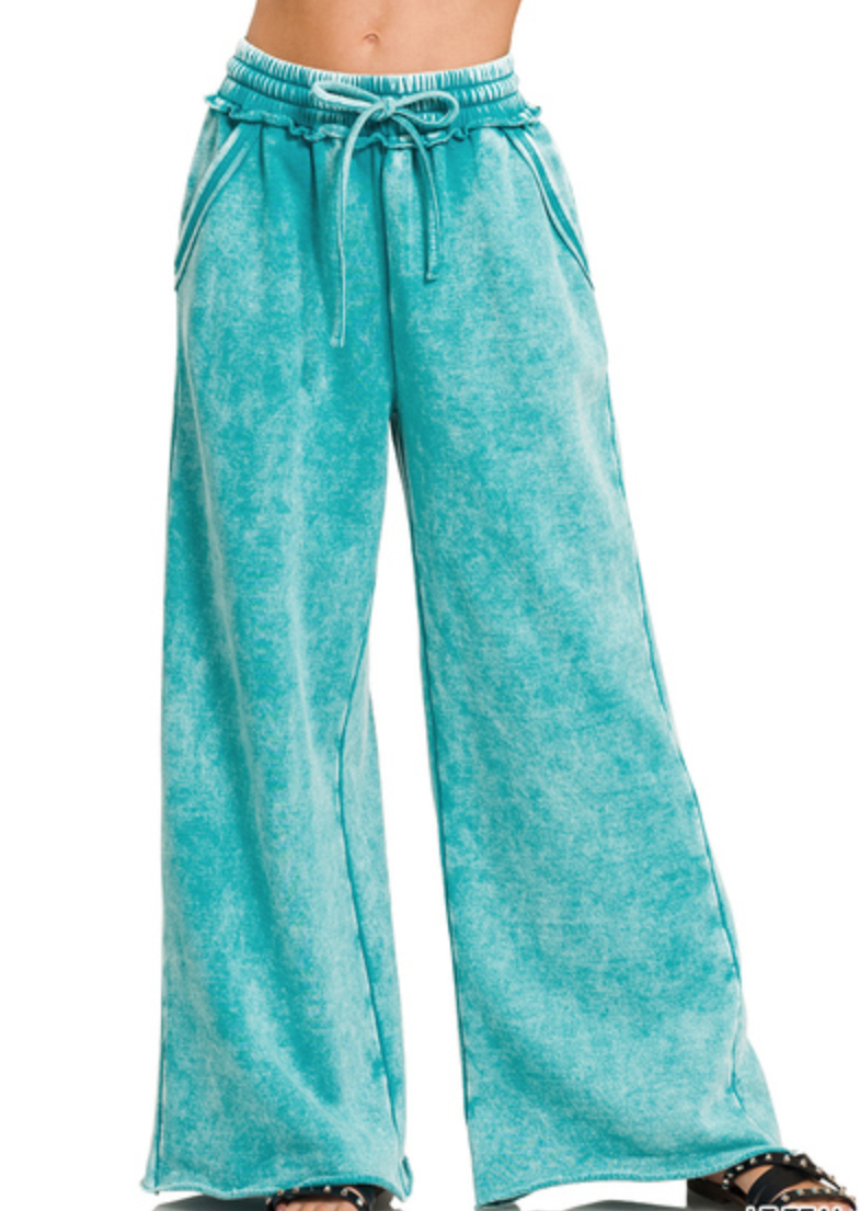 Acid Wash Raw Edge Lounge Pants