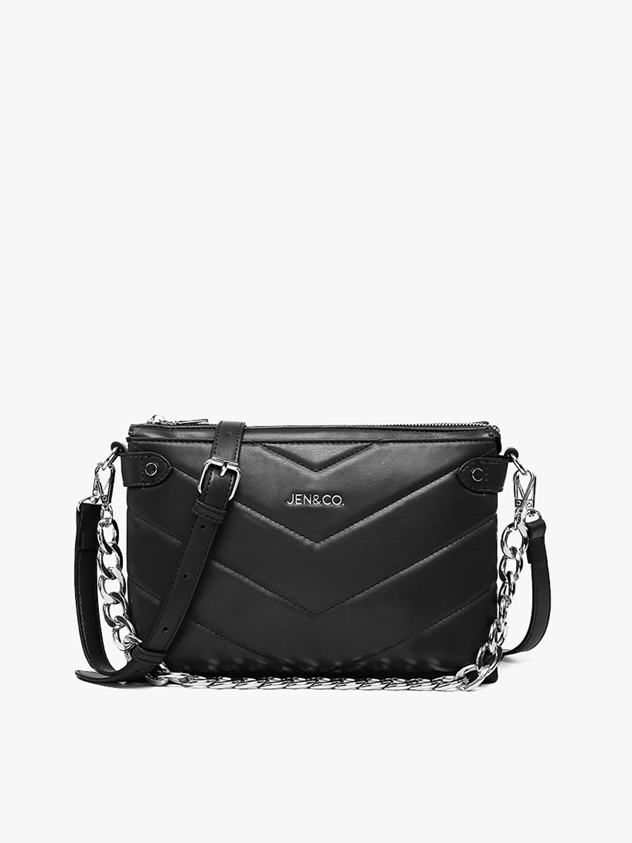 Britt Puffer Crossbody w/ Snaps: Gunmetal