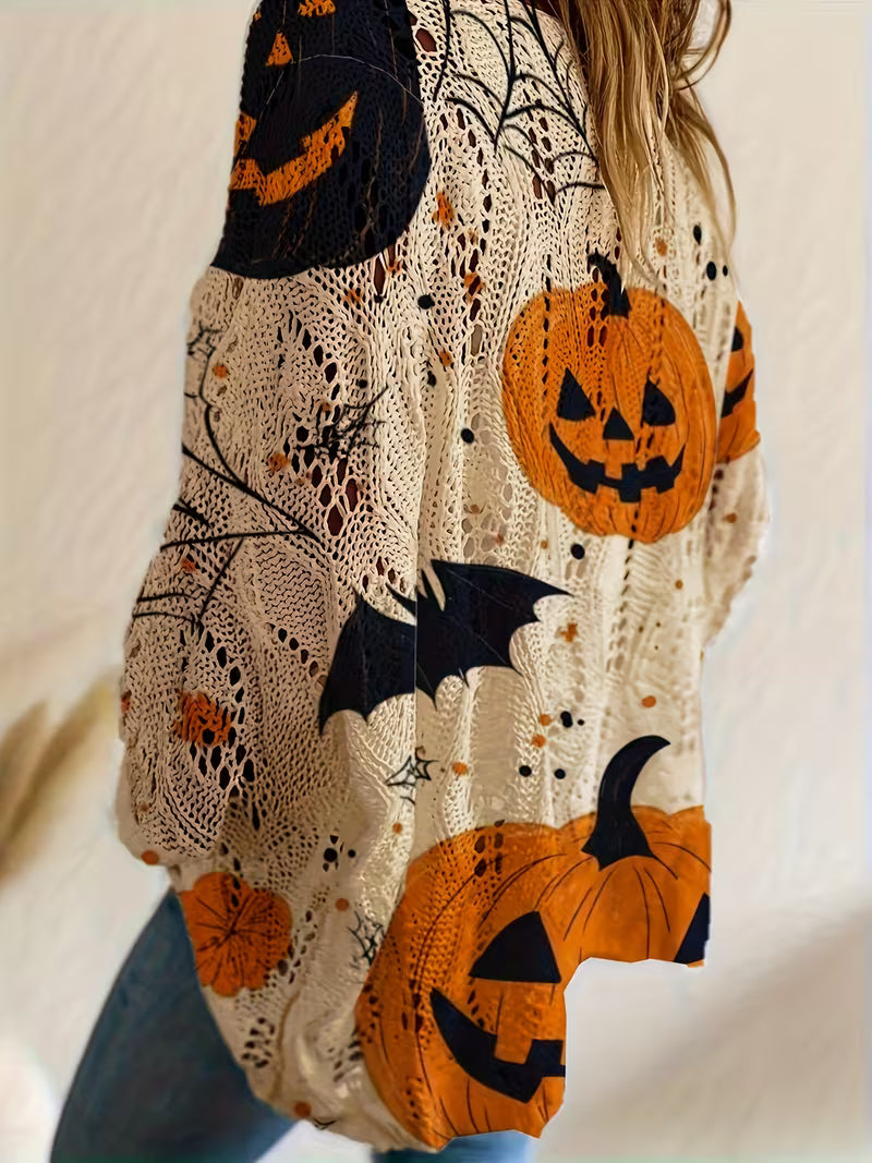 Jack-O'-Lantern Crochet Halloween Sweater