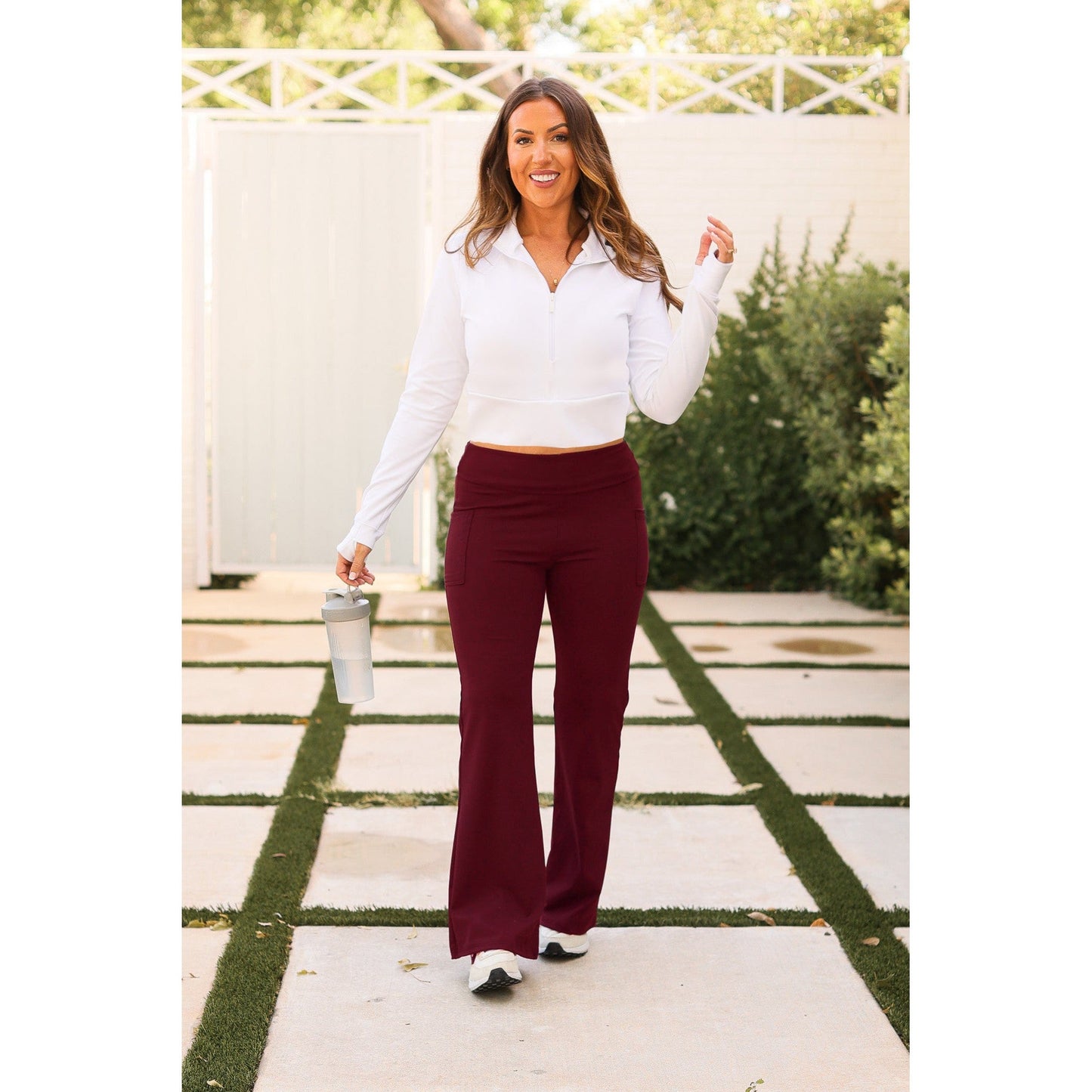 The Maeve -  MAROON Bootcut Leggings with Pockets