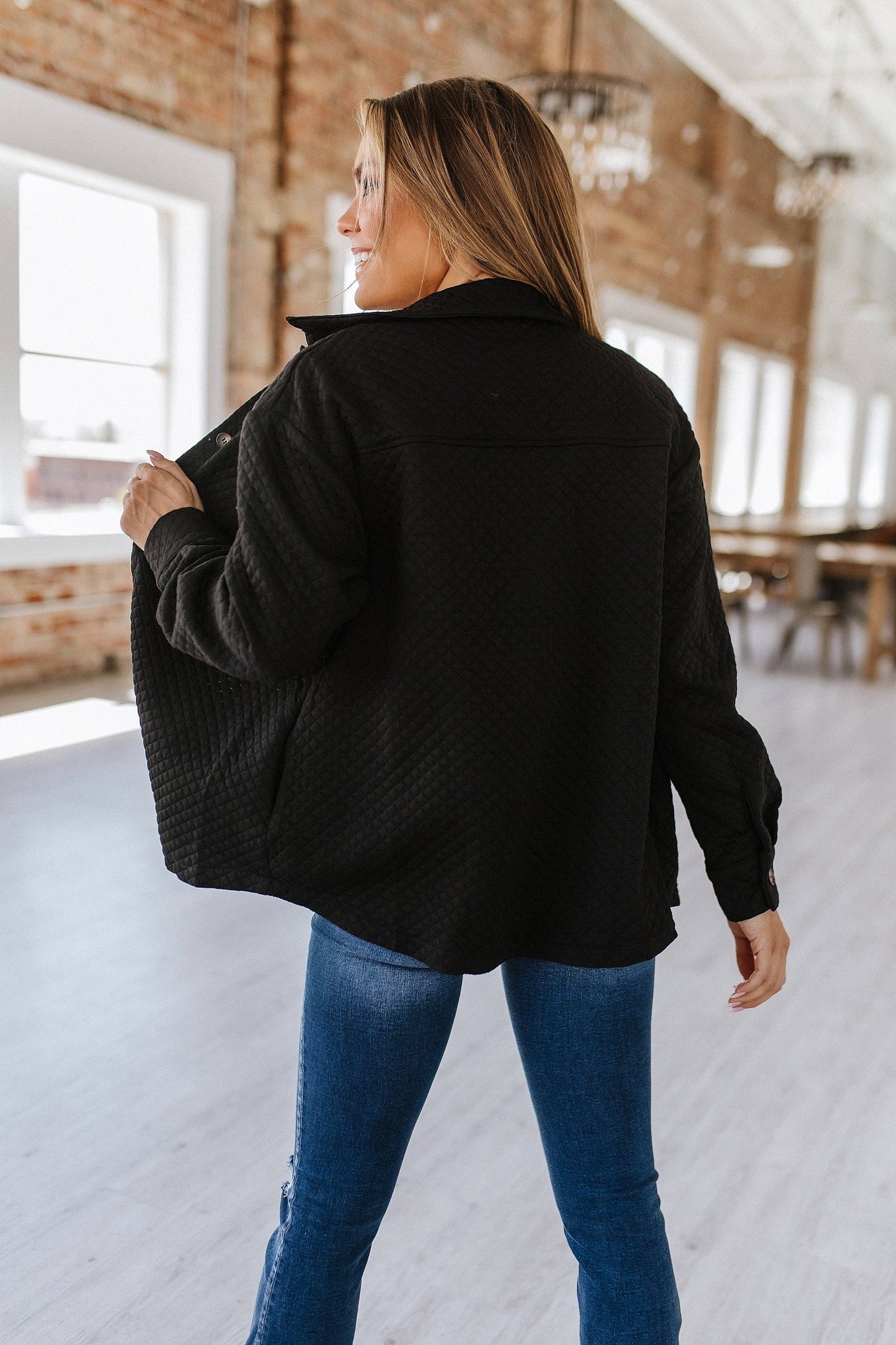Cameron Quilted Shacket - Black