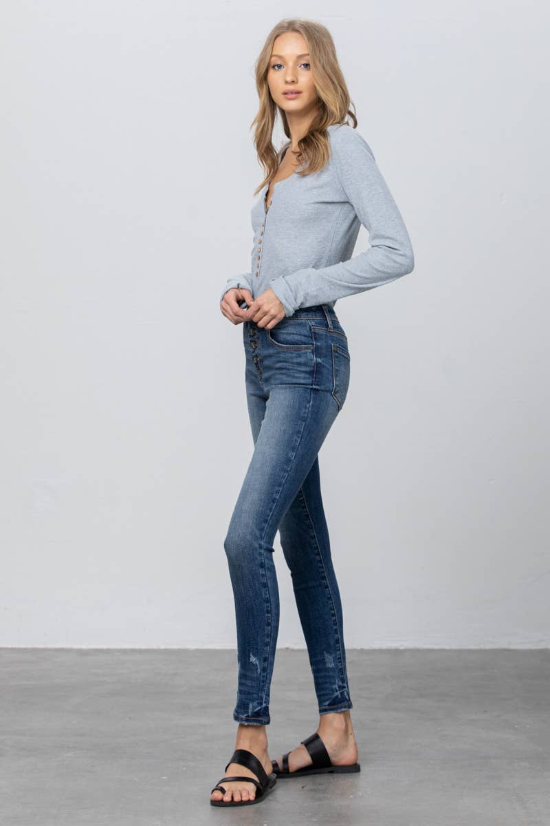 Insane Gene Button Fly Closure Long Skinny Jeans