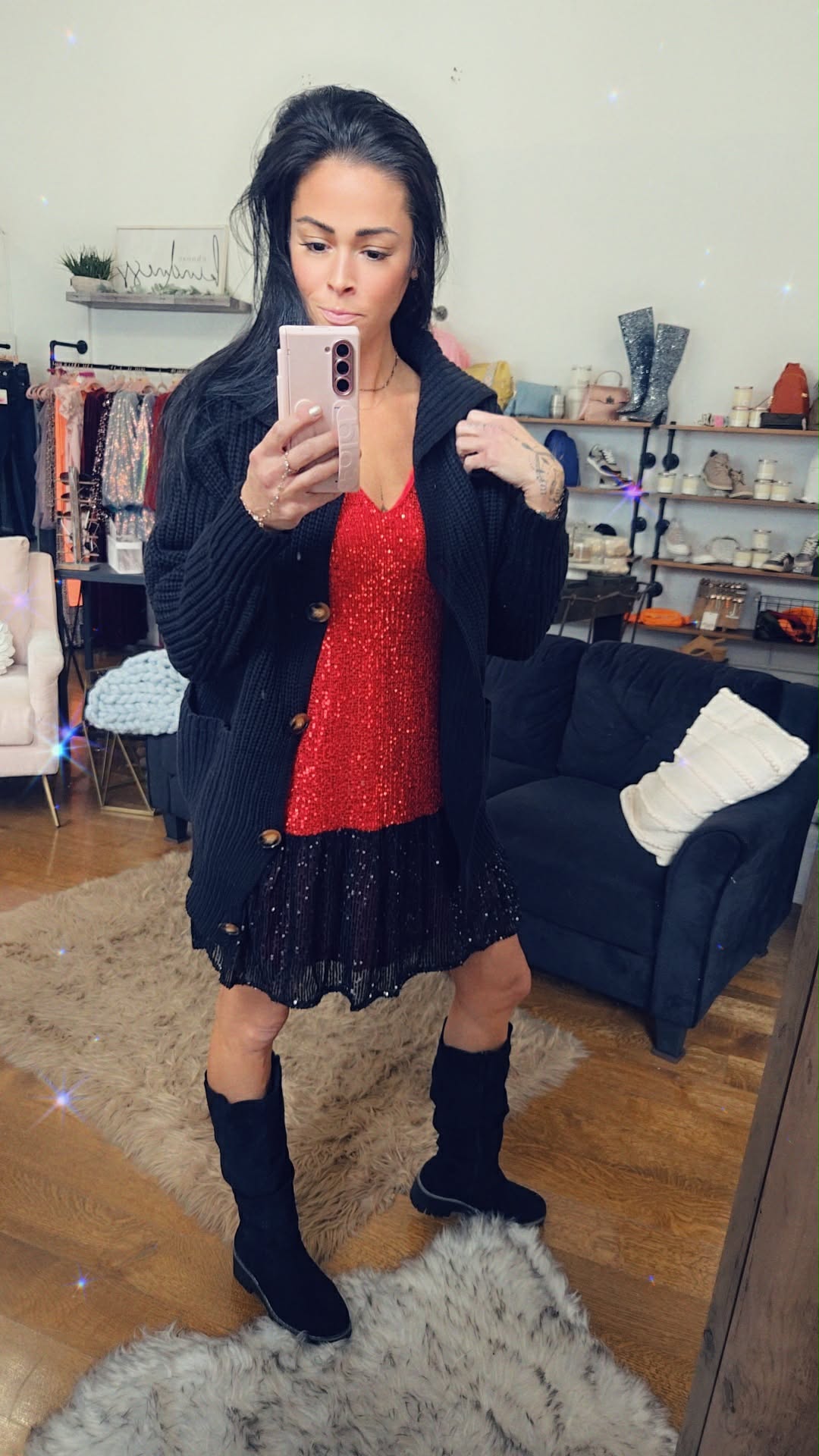 Ribbed Knit Cardigan in Black