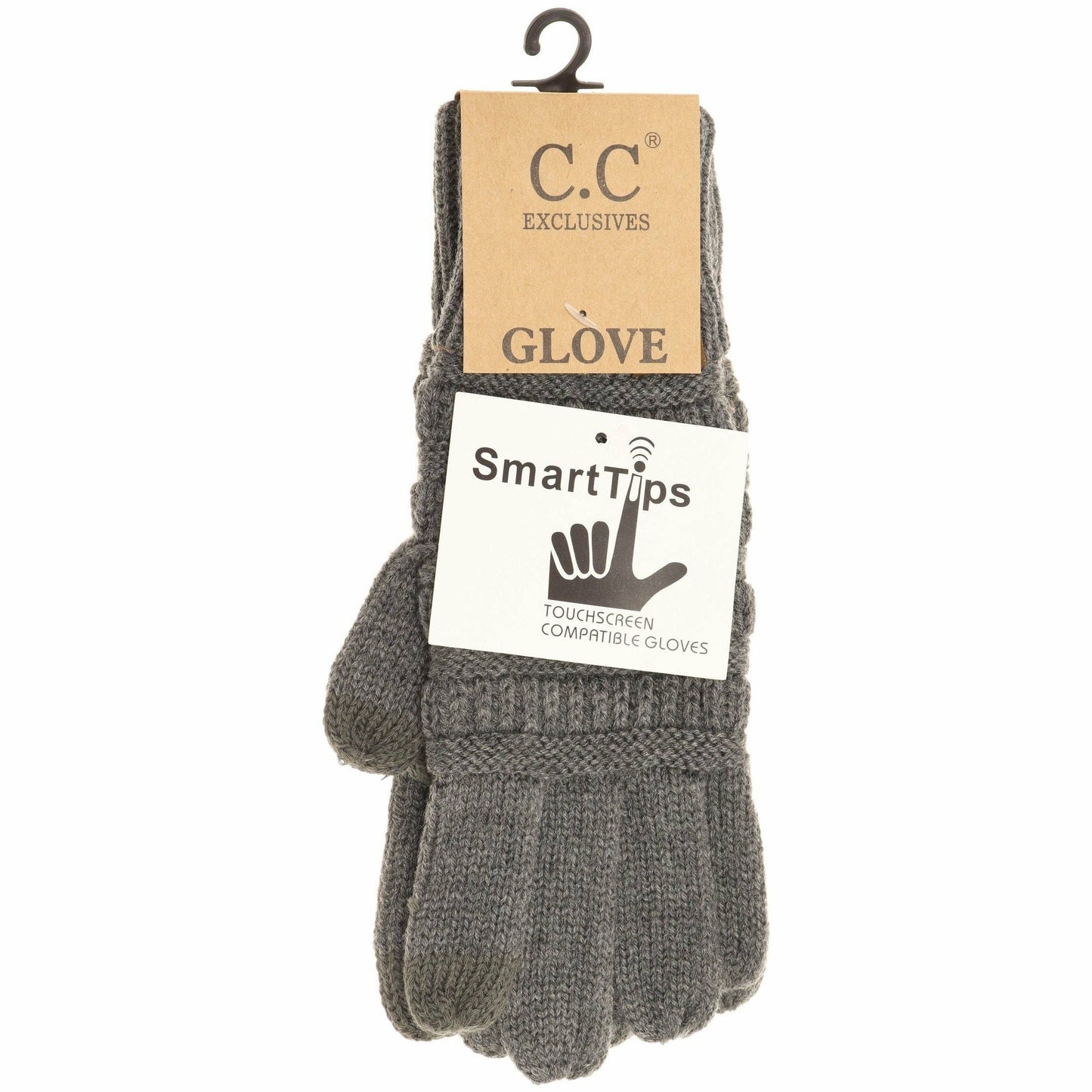 Solid Cable Knit CC Gloves: Navy