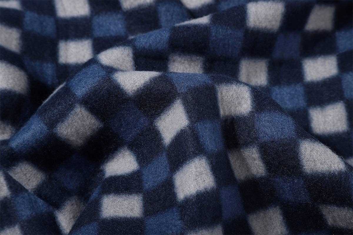 Men's Patch Design Sweater Full Zipper Cardigan in Blue