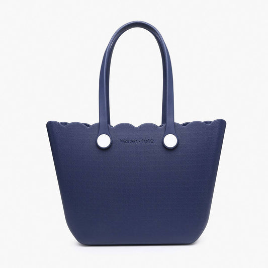 Rose Scalloped Versa Tote w/ Interchangeable Straps: Navy