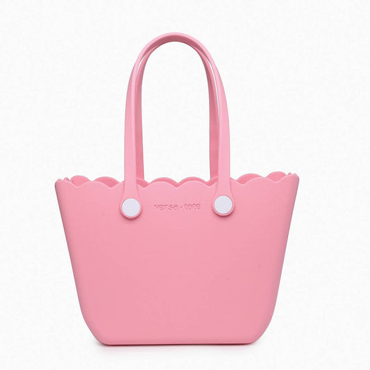 Rose Scalloped Versa Tote w/ Interchangeable Straps: Bubblegum