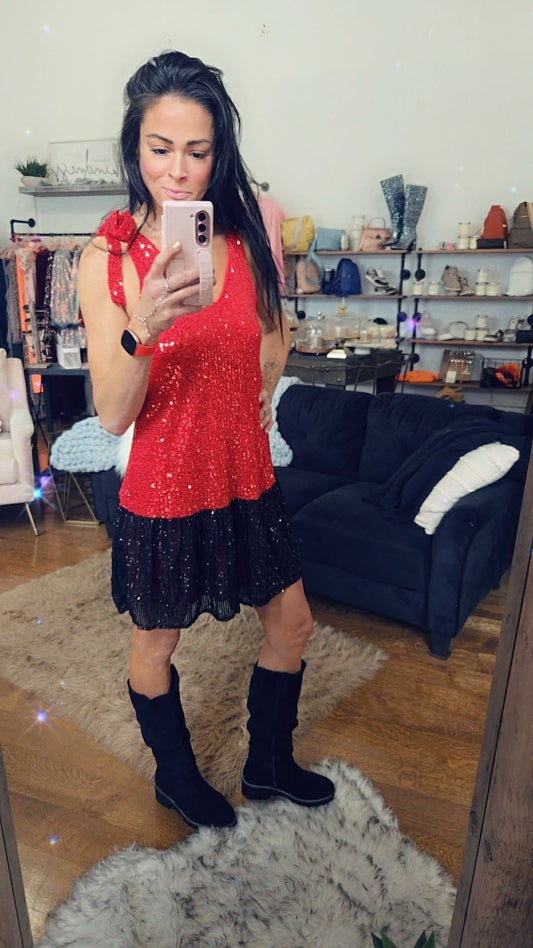 Mrs. Clause Came to Town Sequin Dress