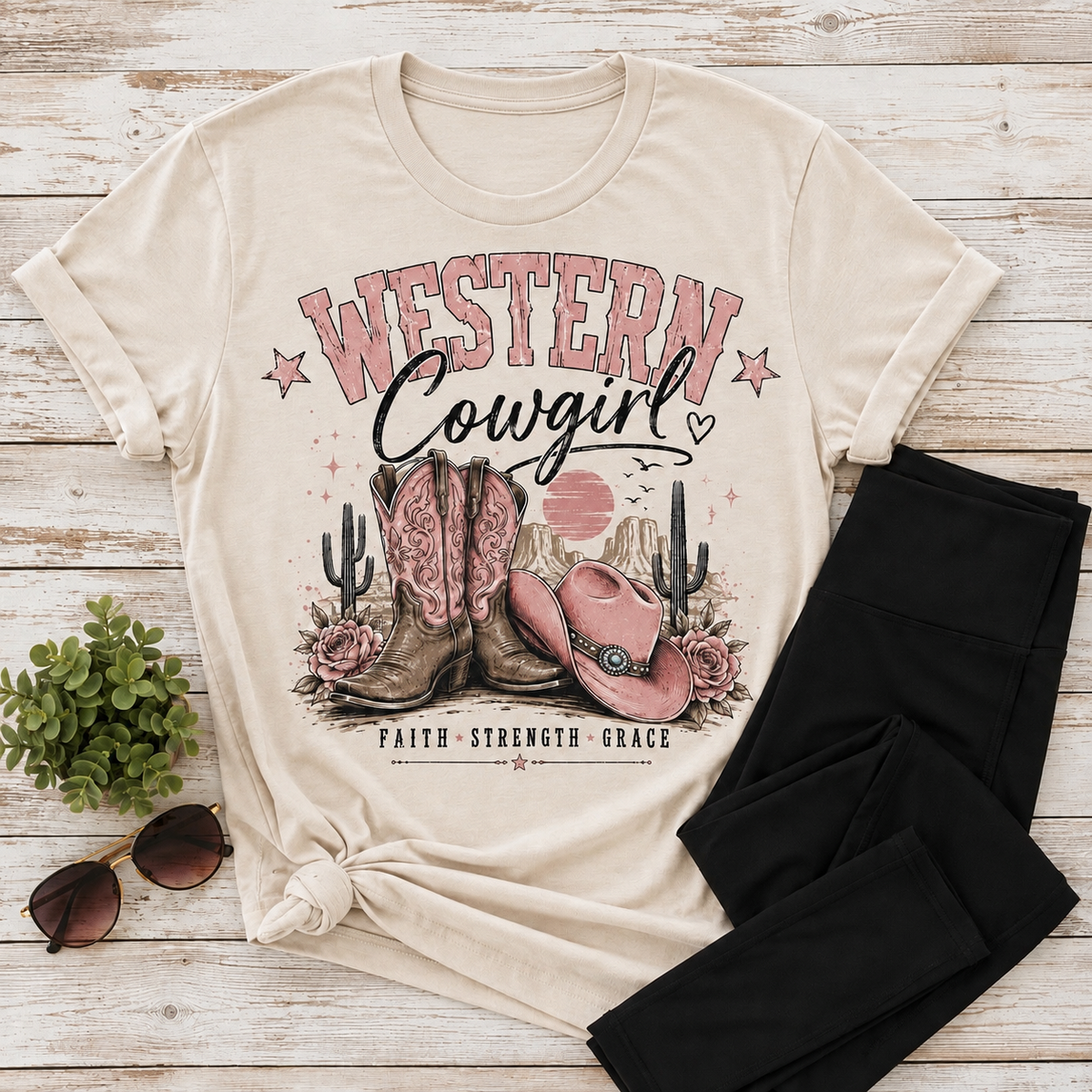 Western Cowgirl V-Neck Graphic Tee