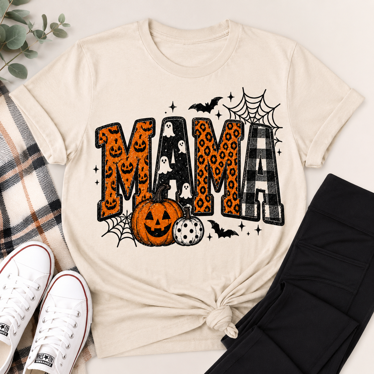 Mama Halloween Crewneck Graphic Tee