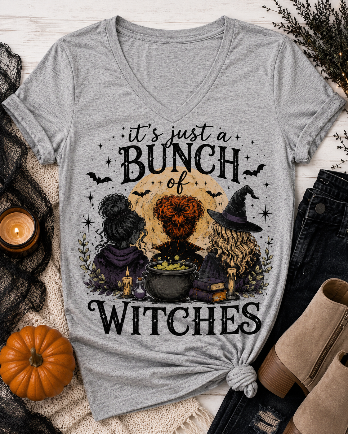 It's Just a Bunch of Witches V-NECK Graphic Tee