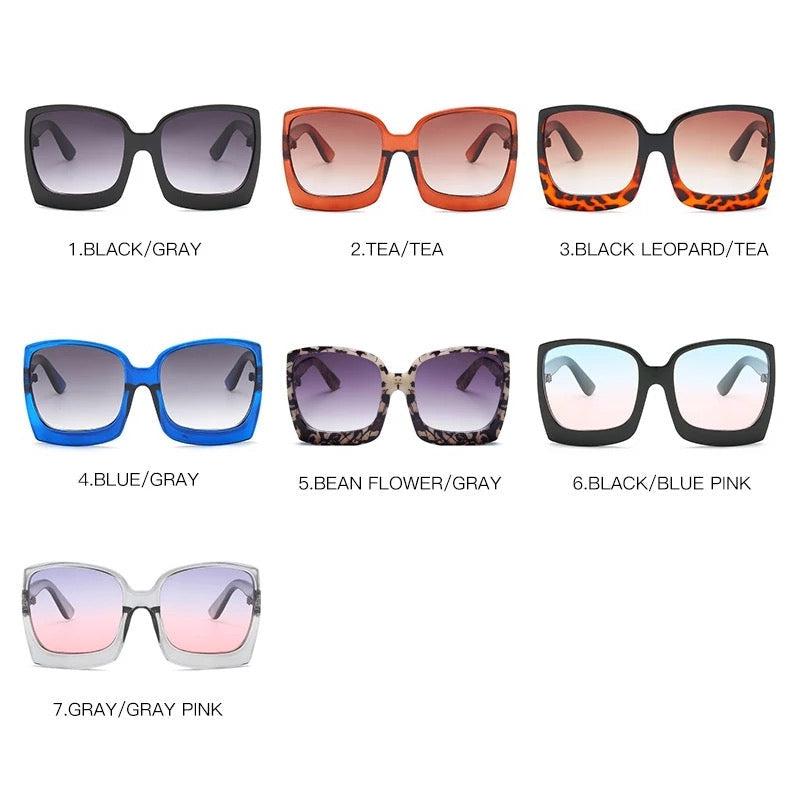 Black/Blue/ Pink Megan Oversized Gradient Sunglasses