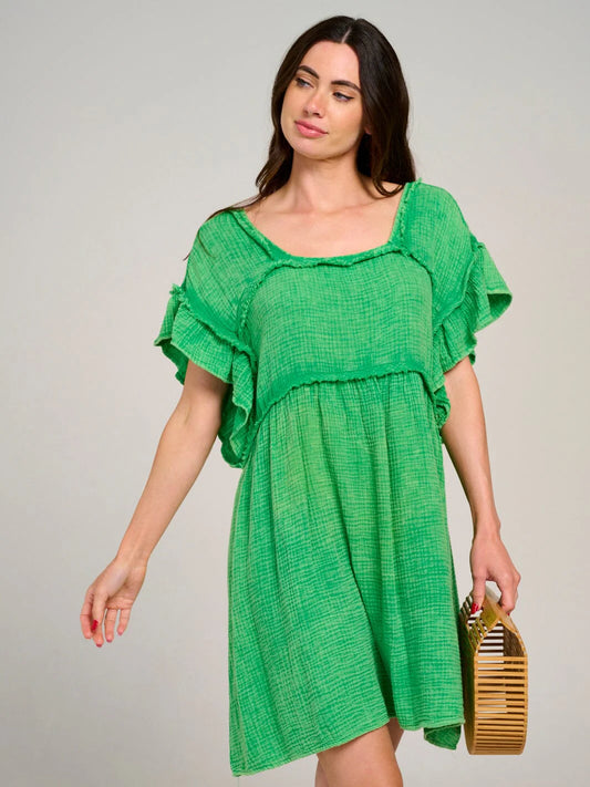 Emerald Isle Linen Babydoll Dress