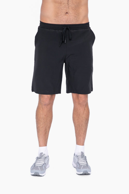 MEN'S - Active Drawstring Shorts with Zippered Pouch - Black