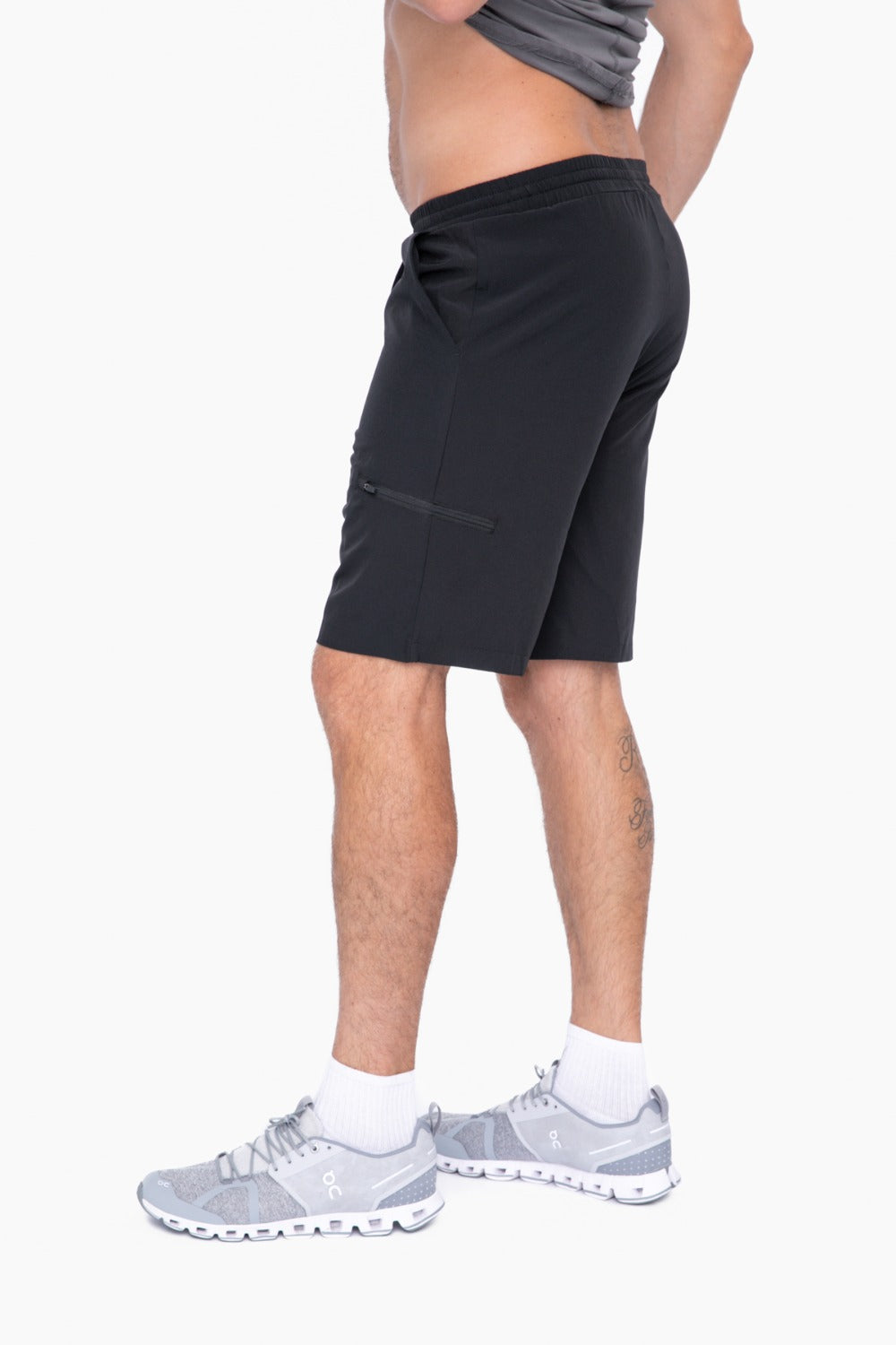 MEN'S - Active Drawstring Shorts with Zippered Pouch - Black