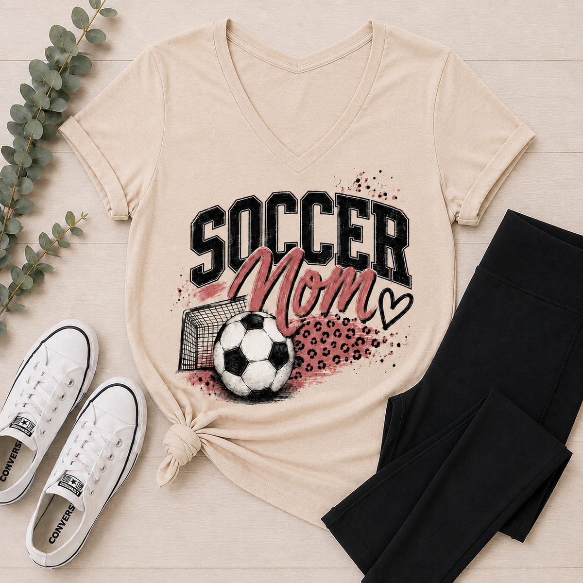 Soccer Mom V-Neck Graphic Tee