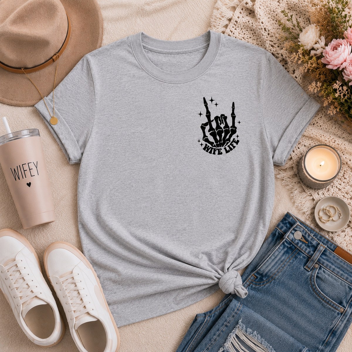 On my Husband's Last Nerve Crew Neck Tee, V Neck Tee, and Hoodie