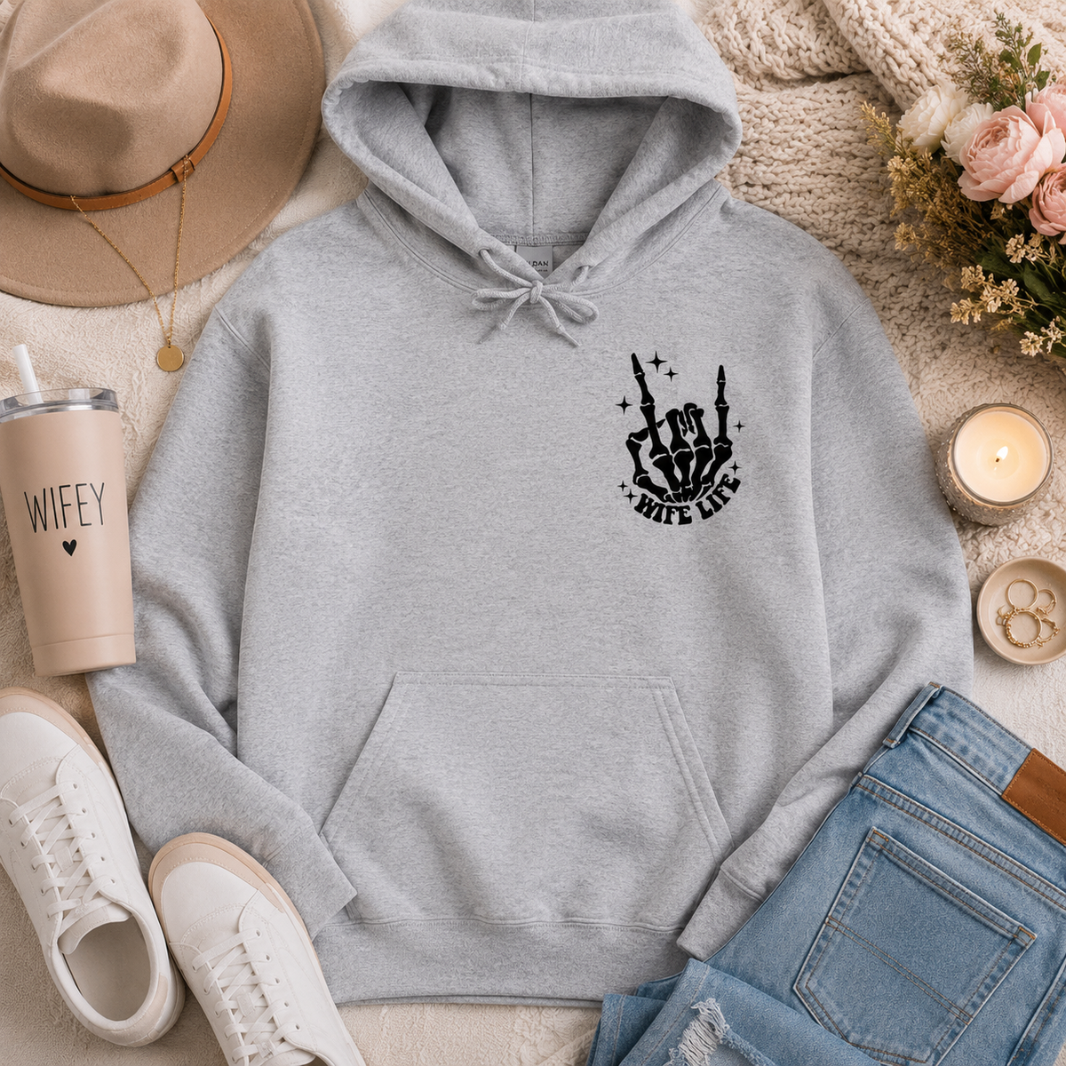On my Husband's Last Nerve Crew Neck Tee, V Neck Tee, and Hoodie