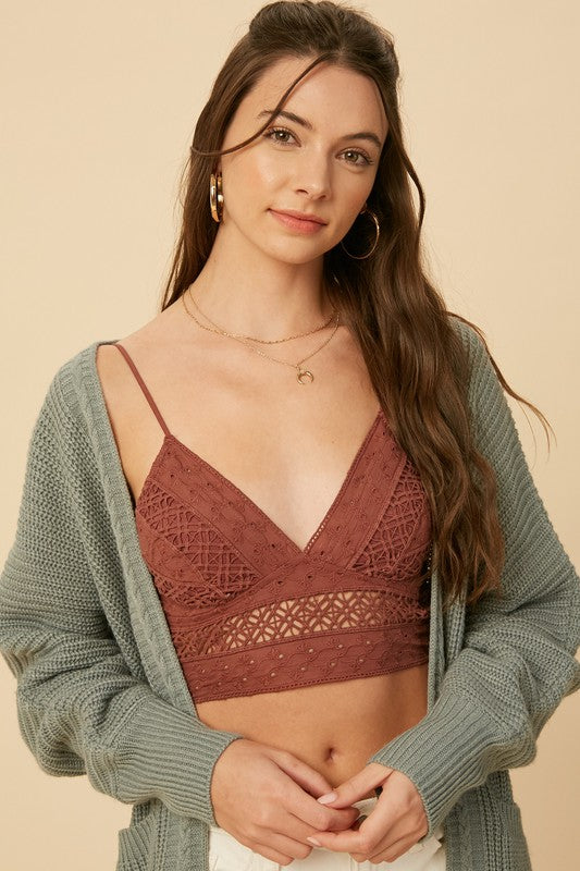 Embroidery Eyeletted Lace Bralette - SALE