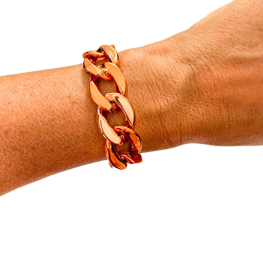 Metallic Orange Chunky Acrylic Chain Link Bracelet