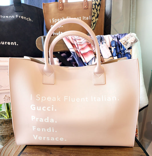 Speak Italian Tote Bag - Vegan Leather