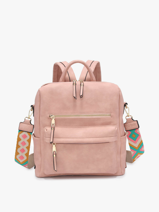 Amelia Convertible Backpack w/ Guitar Strap: Pink