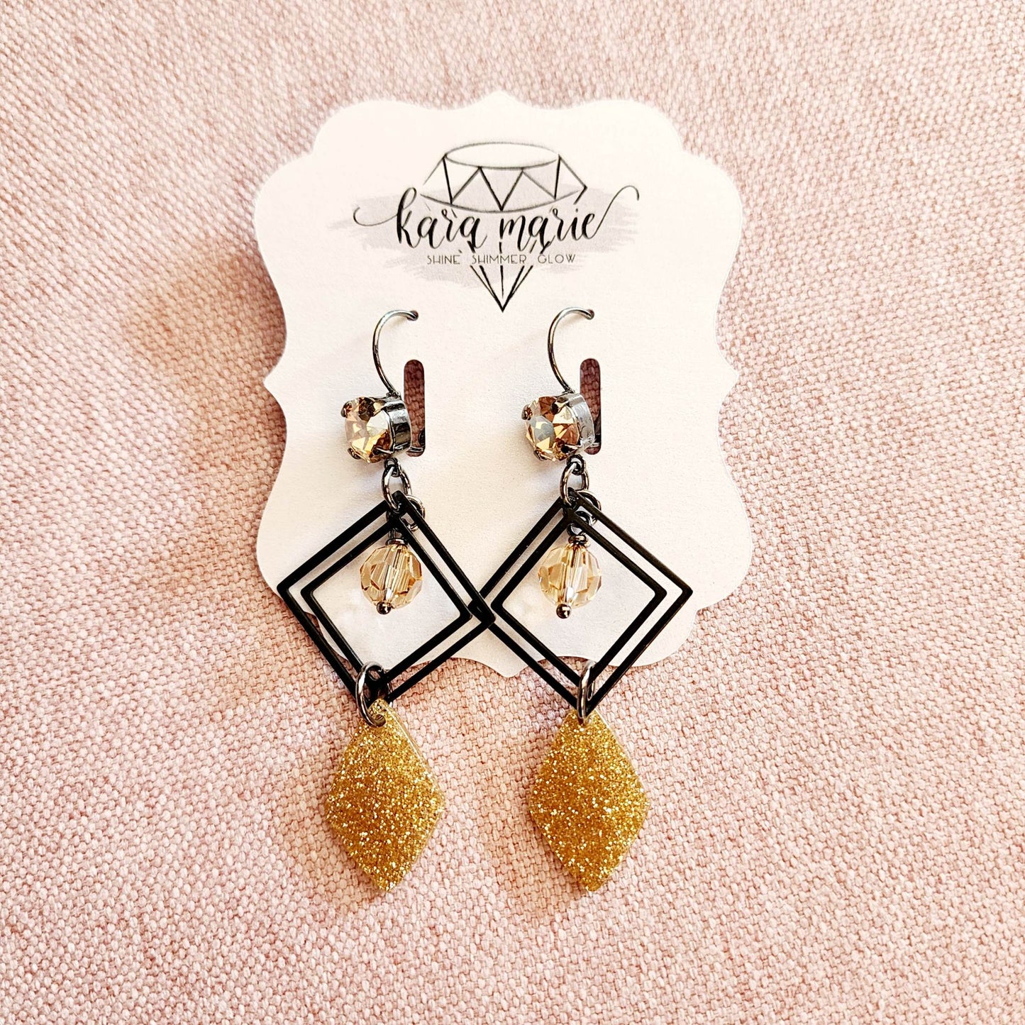 Kara Marie Jewelry - Golden Glitter Floating Earrings