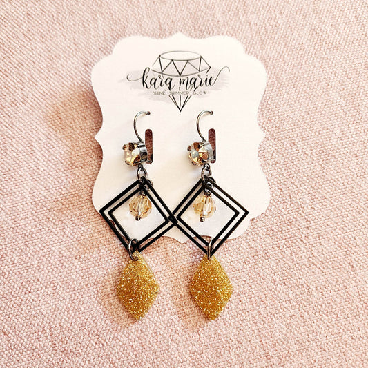 Kara Marie Jewelry - Golden Glitter Floating Earrings