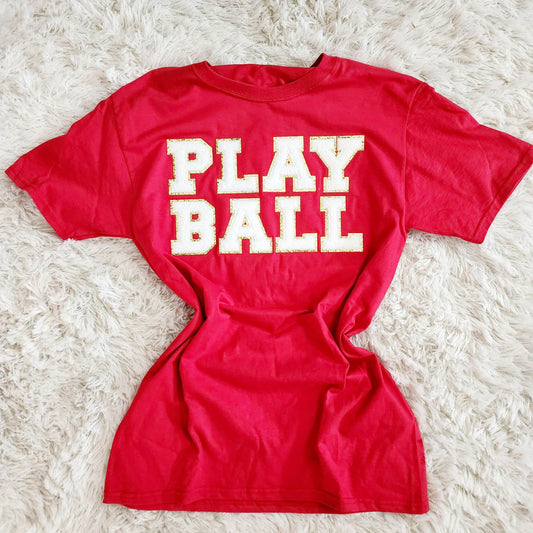 Chenille Patch PLAY BALL Tee Shirt - SALE