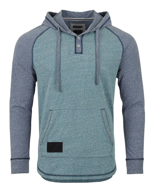 Long Sleeve Color Block Pullover Thin Hoodie: Green / Navy