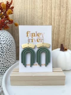 Extruded Rainbow Dangles | Olive | Clay Earrings