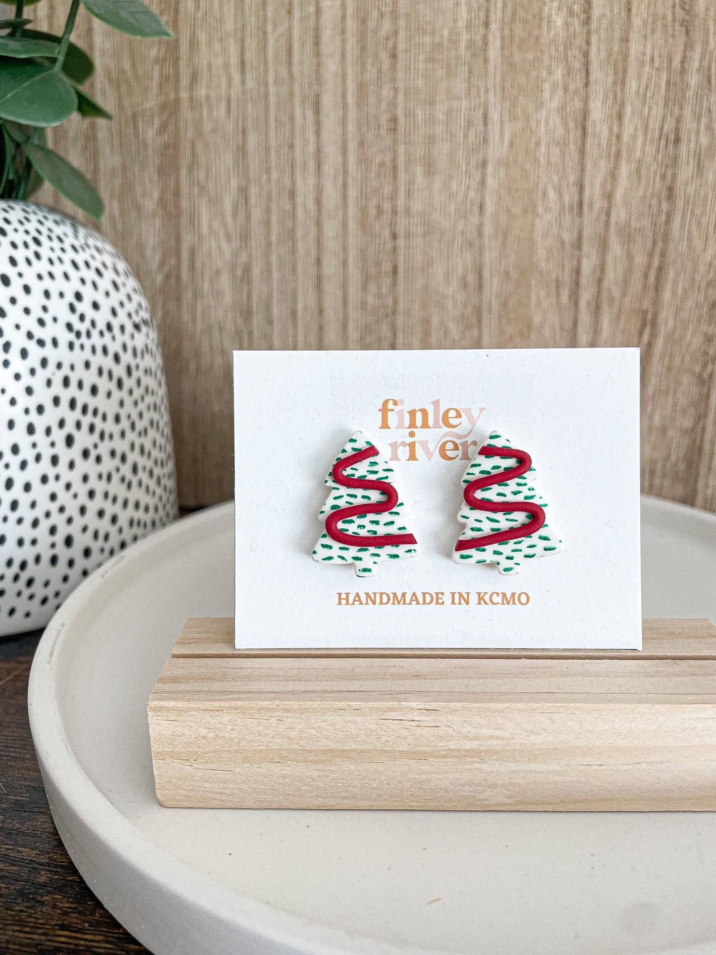 Christmas Tree Studs | Snack Cakes | Clay Earrings: Silver Findings
