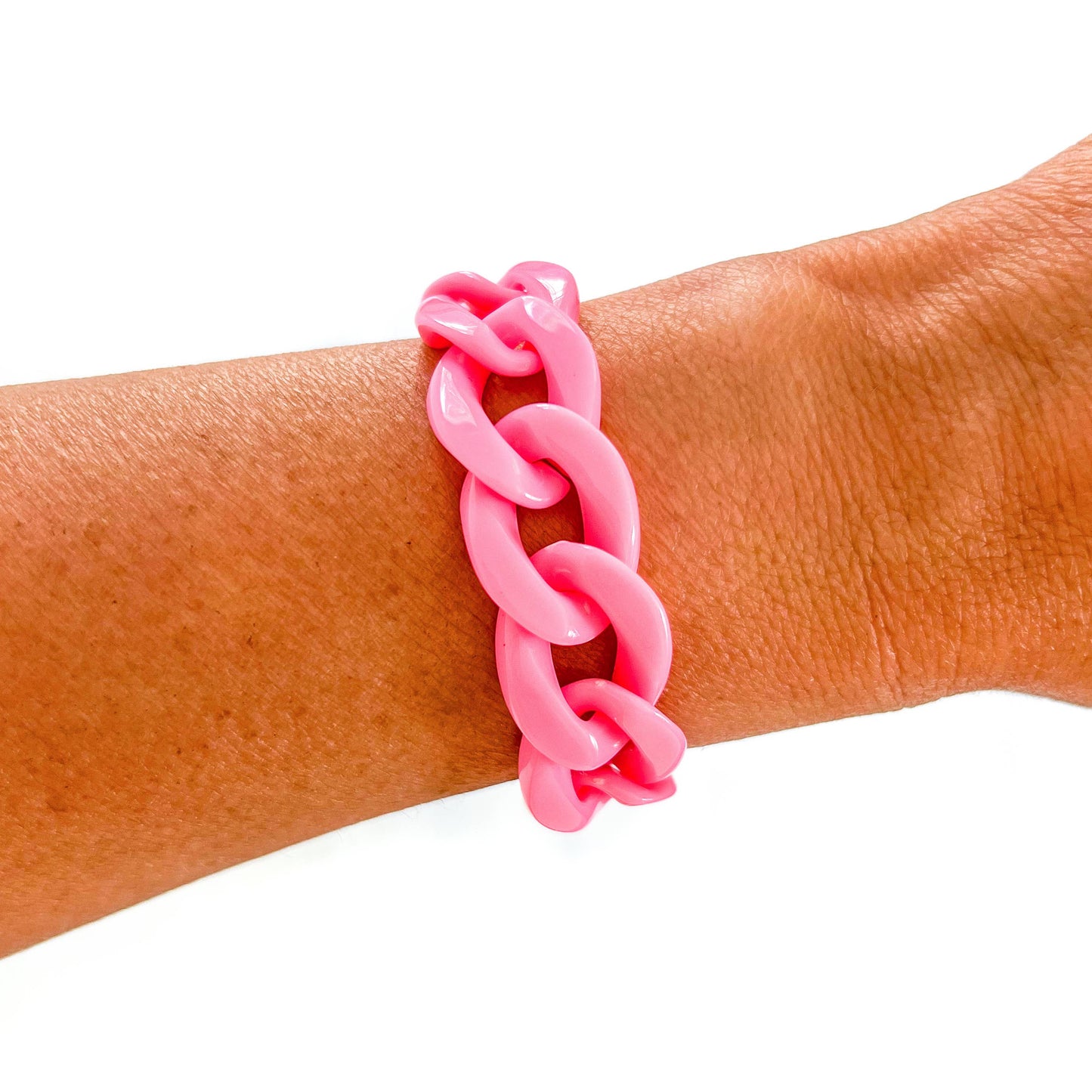 Pink Chunky Acrylic Chain Link Bracelet
