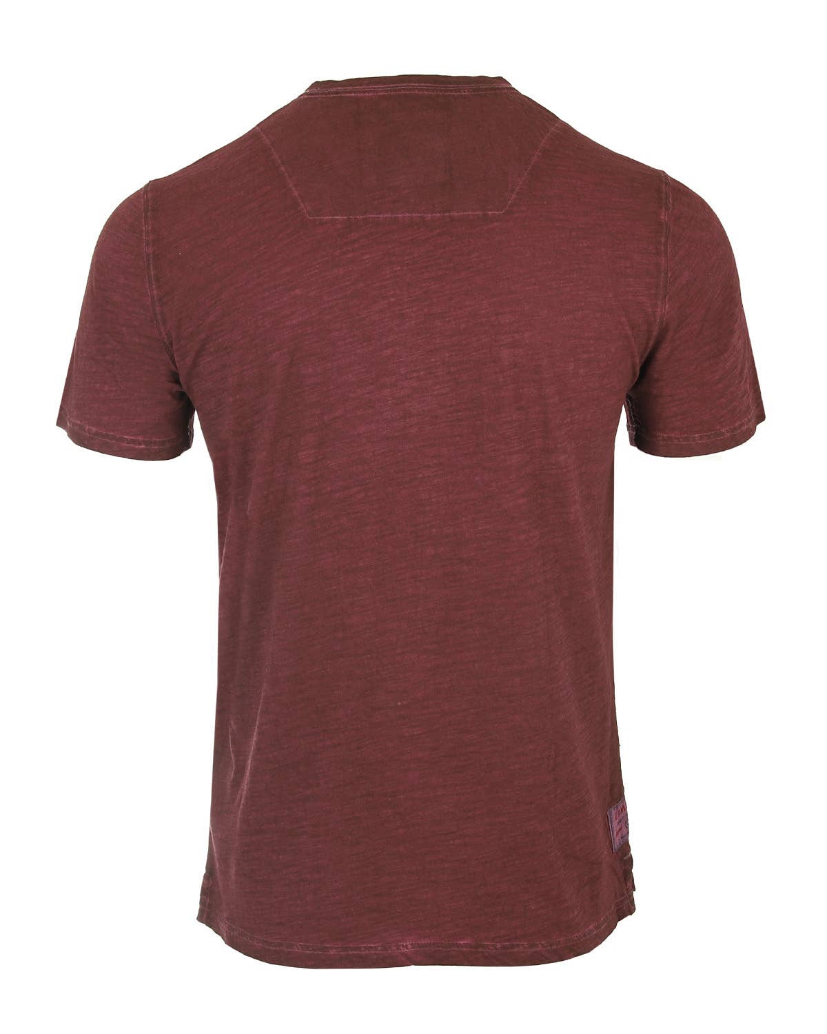 Short Sleeve Color Garment Dyed Henley Shirt: Maroon