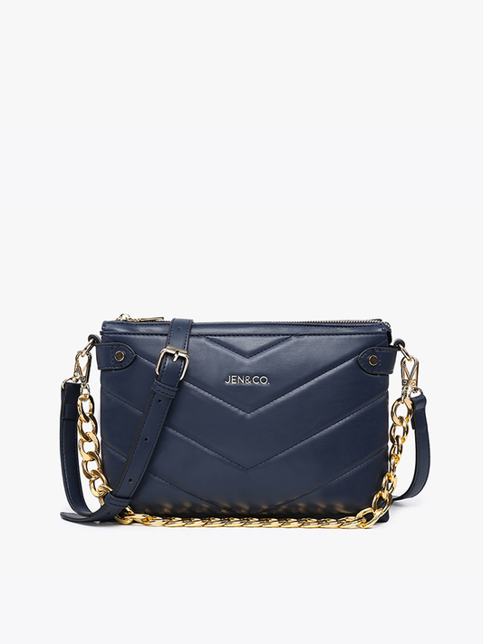 Britt Puffer Crossbody w/ Snaps: Navy