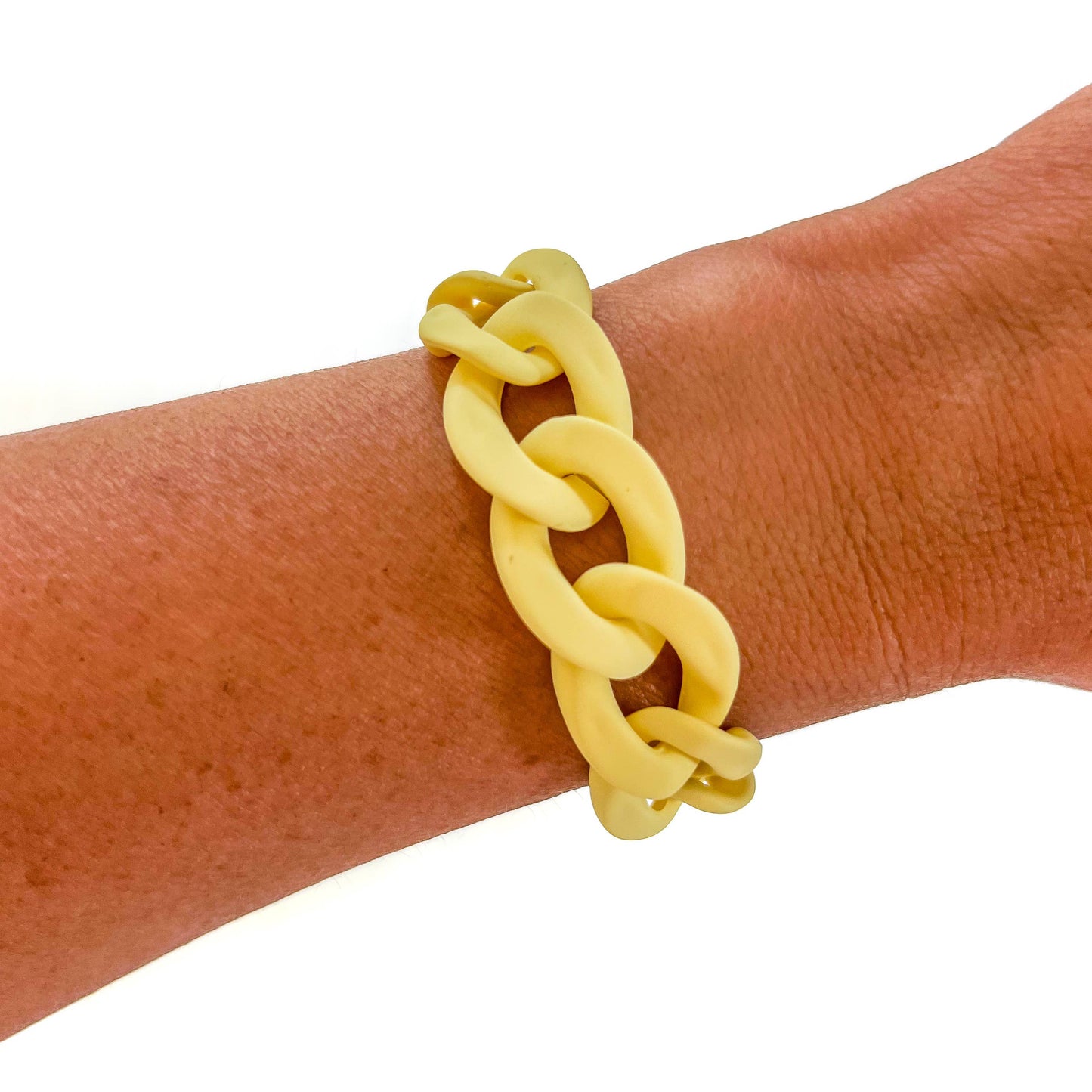 Matte Yellow Chunky Acrylic Chain Link Bracelet