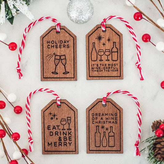 Wine Gift Tag Set of 4 - Christmas Holiday