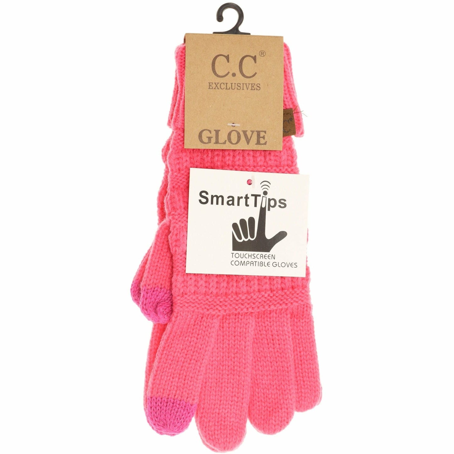 Solid Cable Knit CC Gloves: New Candy Pink