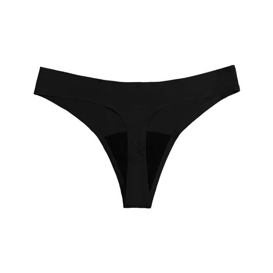 Seamless Super Absorbency Thong Period Panty - Black
