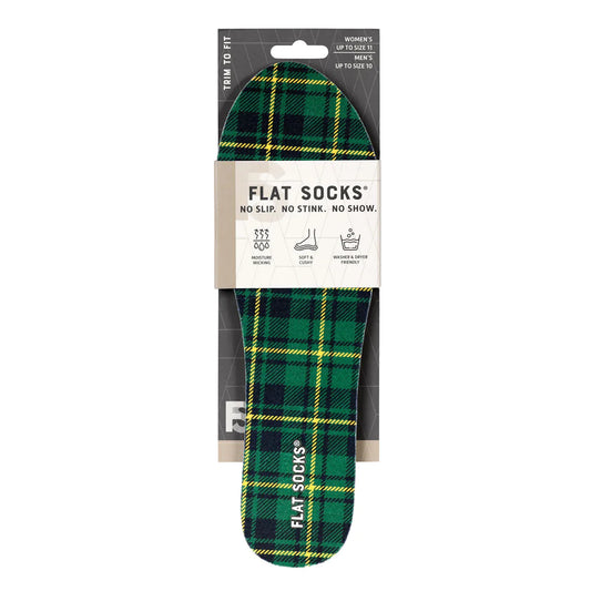 Green Plaid Flat Socks - Small