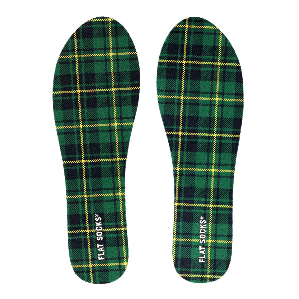 Green Plaid Flat Socks - Small