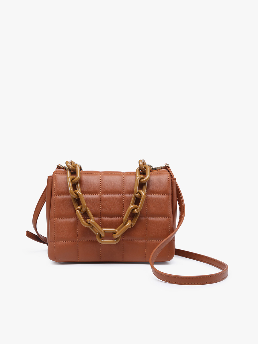 Quilted Crossbody w/ Large Chain Strap - Mocha