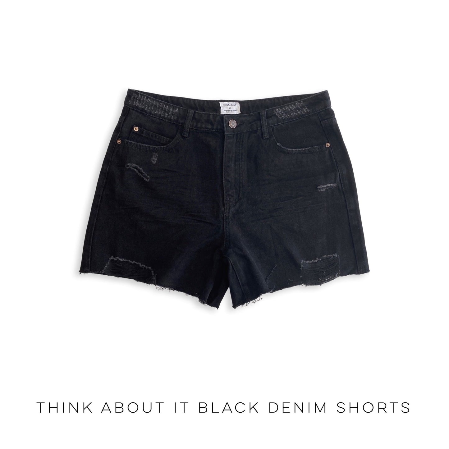 Think About It Black Denim Shorts