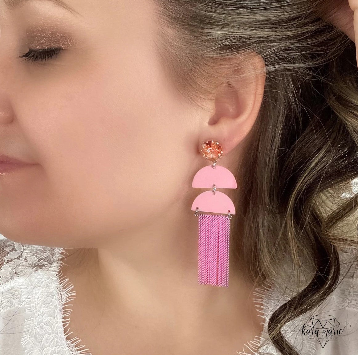 Kara Marie Jewelry Keeping it Retro Earrings in Pink
