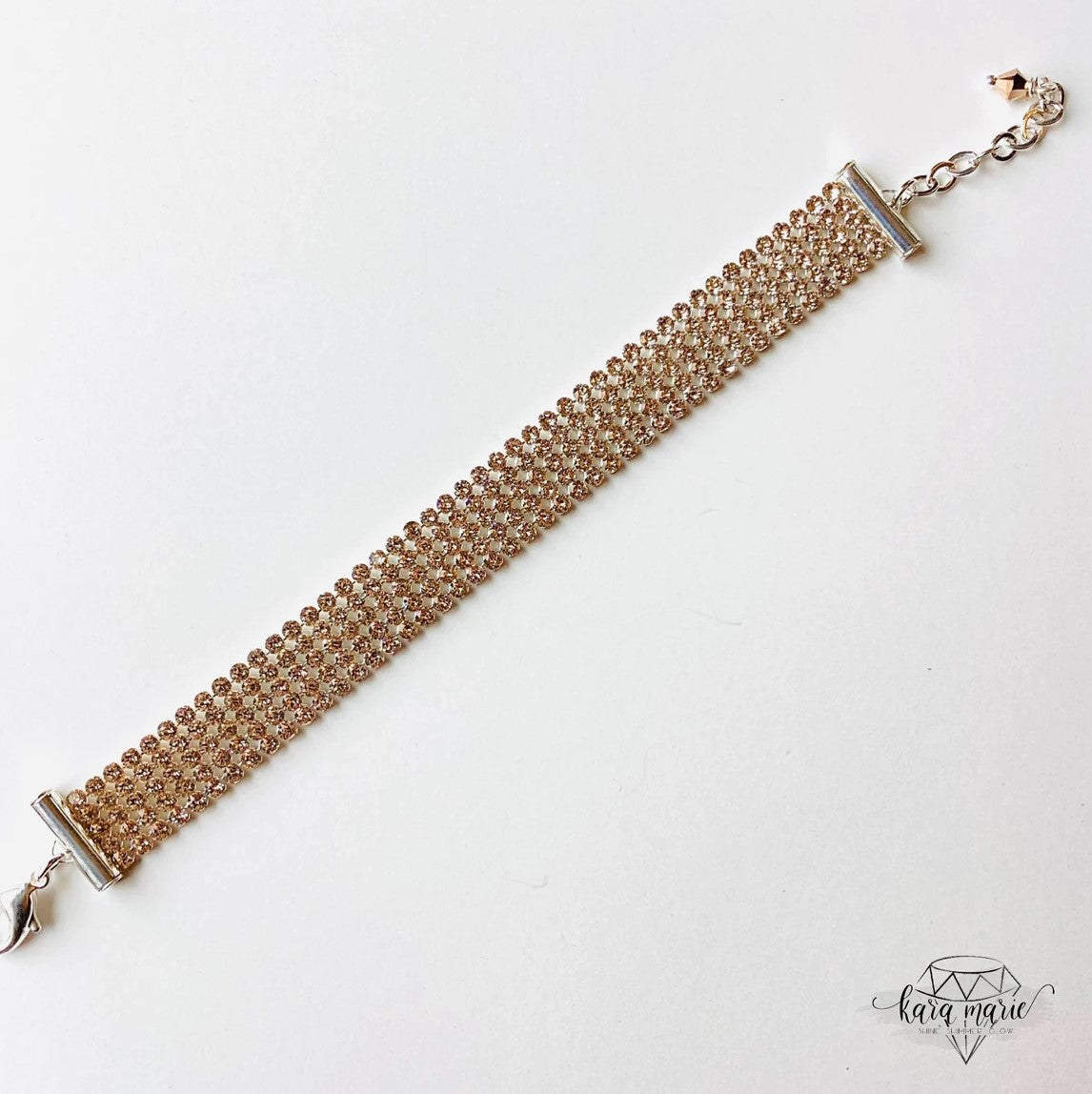 Kara Marie Jewelry - Onyx Angels Collection - Crystal Mesh Tennis Bracelet in Light Silk