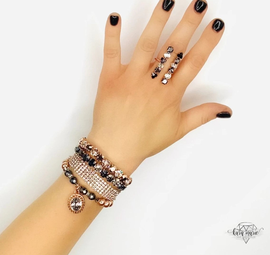 Kara Marie Jewelry - Onyx Angels Collection - Crystal Mesh Tennis Bracelet in Light Silk