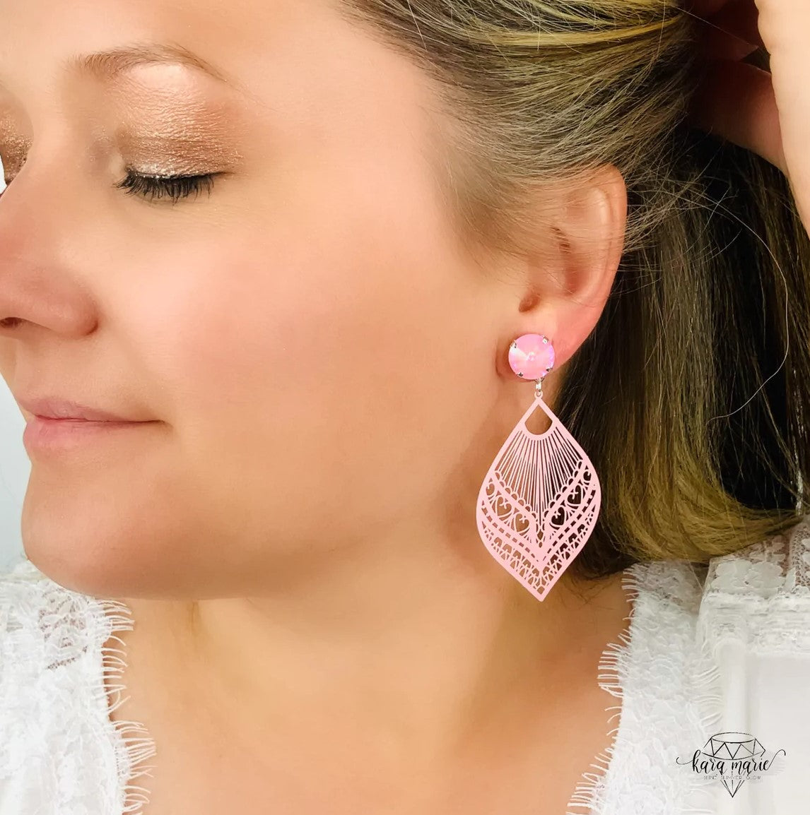 Kara Marie Jewelry - Pink Filigree Earrings in Ultra Petal Pink