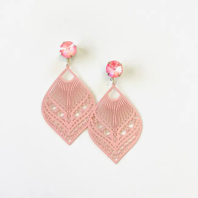 Kara Marie Jewelry - Pink Filigree Earrings in Ultra Petal Pink