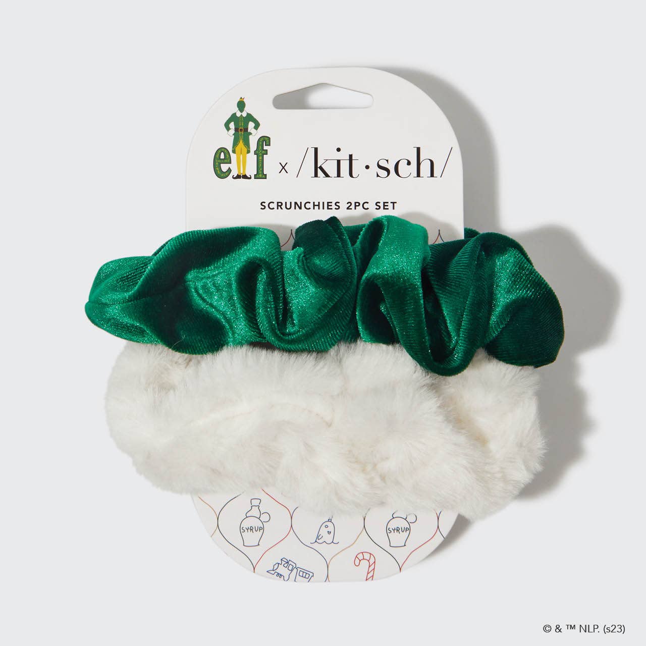 Kitsch Elf Scrunchies 2pc - White & Green